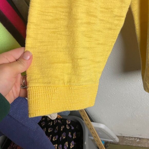 Weekends by Chicos Size 3 Butter Yellow Burnout Full Zip Sweatshirt Lounge Xl - Picture 6 of 6